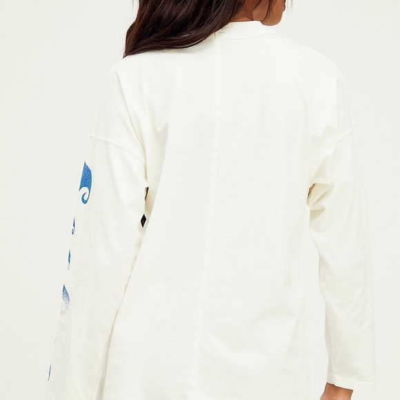 Free People White and Blue Long Sleeve Tee - Picture 4 of 10